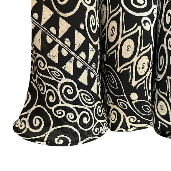 Norton McNaughton Maxi Skirt Black & Gray Swirls Ruffle Hem Size 14 - Picture 2 of 6